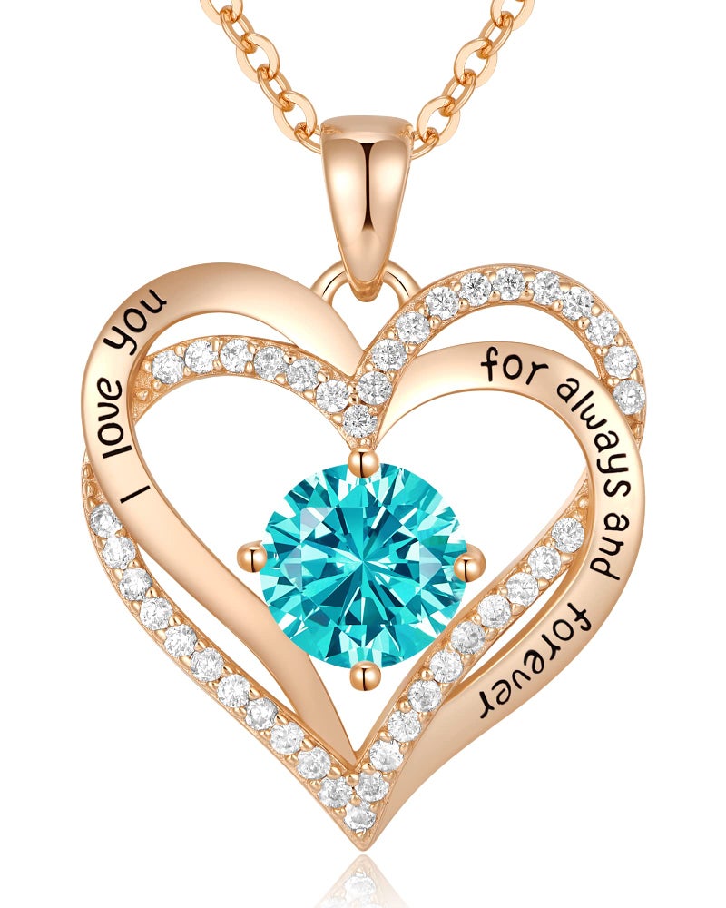 CDE Forever Love Heart Necklaces for Women, Wedding Anniversary, Birthday Mothers Day Gifts for Mom, Mother, Wife, Girlfriend, S925 Silver Jewelry with Birthstone Pendant - Image 1